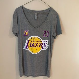 Los Angeles Lakers 23 grey v neck t shirt